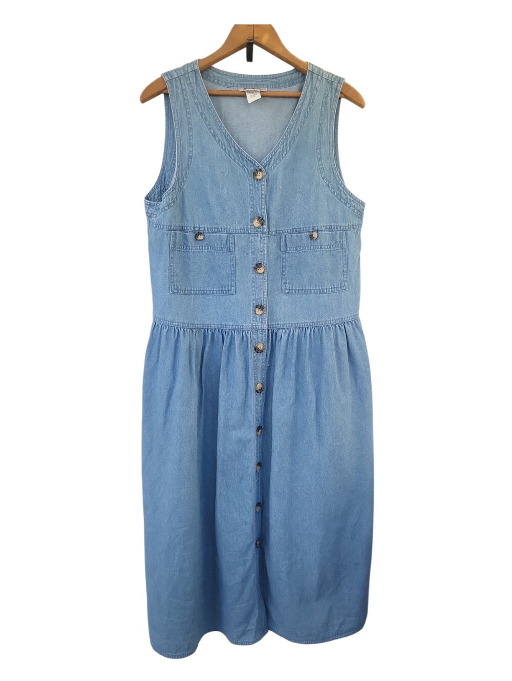 Vintage 80's FADS Denim Button Front Midi Dress Sz 10 Petite
